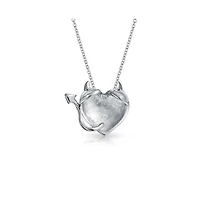 Bling Jewelry Whimsical Devil Horns Heart Shape Pendant Necklace .925 Sterling Silver