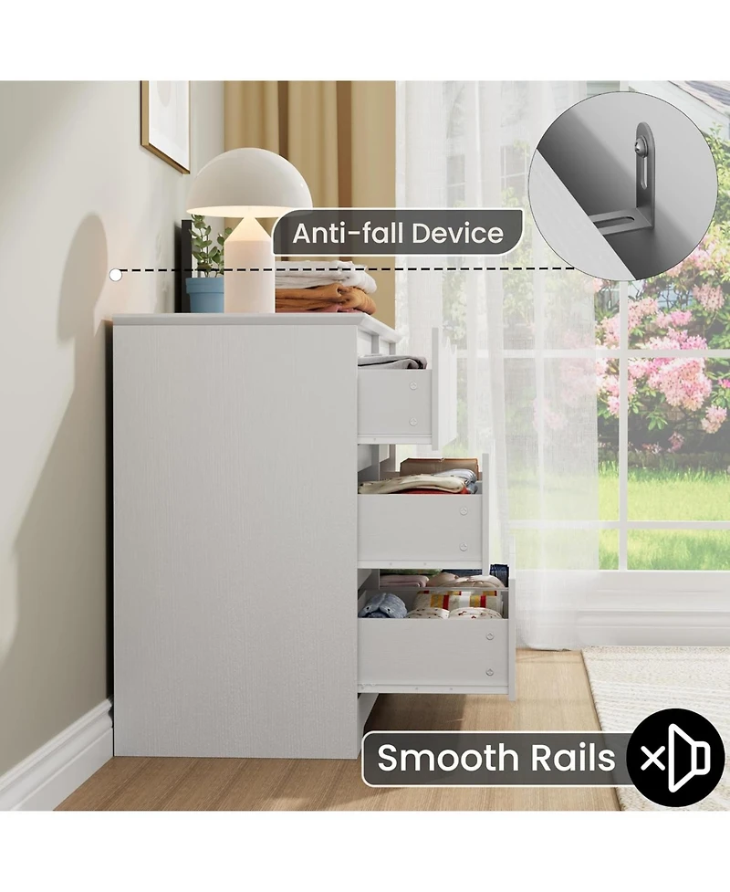 gaomon 6 Drawer Tall Wood Dresser, Modern Storage Chest with Wide Top for Bedroom