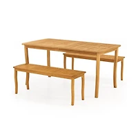 Slickblue Outdoor 3-Piece Dining Set with Acacia Wood Table & Benches