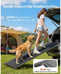 Cozito 71" Folding Dog Ramp 17" Wide, Non-Slip Surface, Supports up to 250 lbs