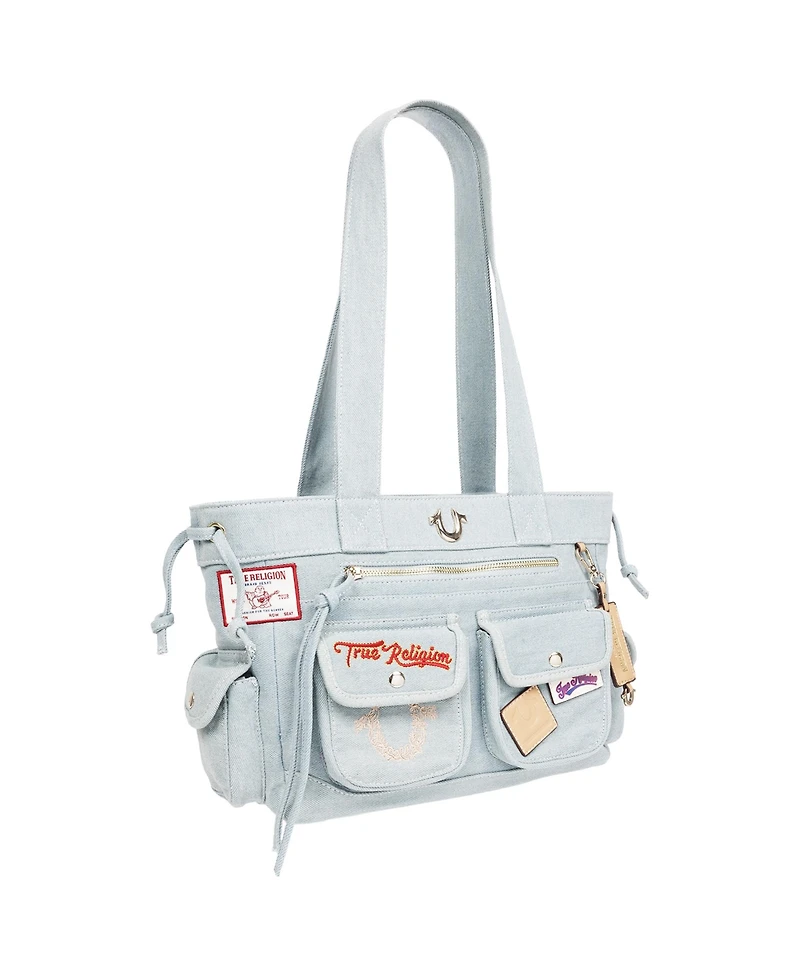 True Religion Multi-Patch Denim Tote