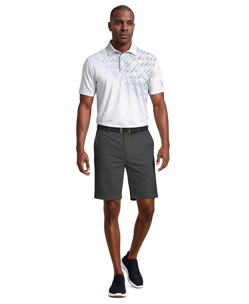 Pga Tour Men's Asymmetrical Print Golf Polo Shirt
