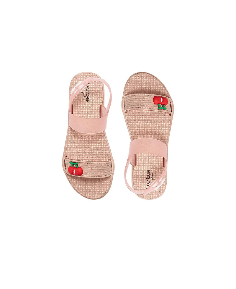 Bebe Girls Sandals – Cute Fashion Flat Sandals, Summer Flats with Fruit Charms and Ankle Strap (ToddlerLittle KidBig Kid)