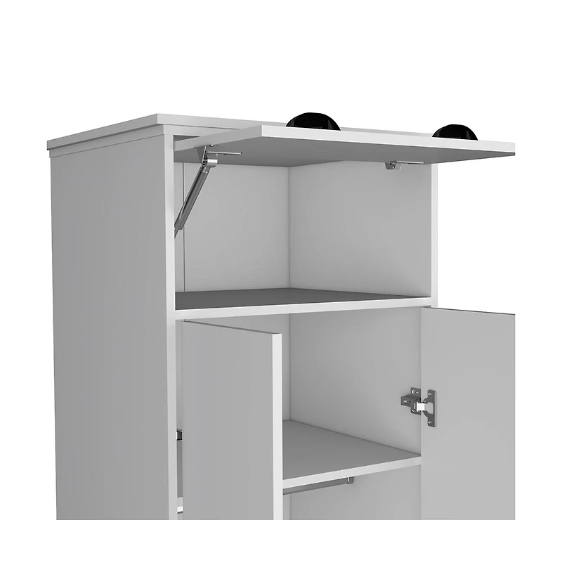 flynama Dumas Armoire Bedroom Storage Organizer with Double Doors Hanging Rod and Two Drawers