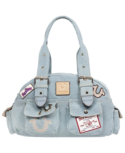 True Religion Multi-Patch Denim Satchel