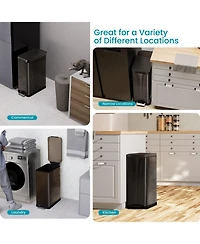 Home Zone Living 12 Gallon Slim Kitchen Trash Can with Soft Close Lid, Removable Liner, and Bag Tuck Band, Matte Black