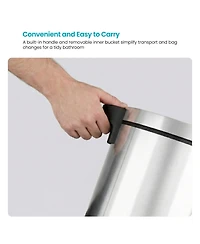 Home Zone Living 1.3 Gallon Bathroom Trash Can with Soft-Close Lid and Compact Stainless Steel Design