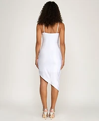 Emerald Sundae Juniors' Rhinestone-Strap Asymmetrical Dress