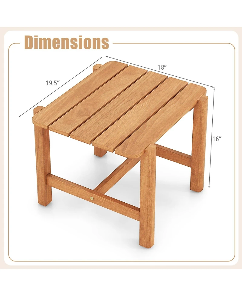 sumyeg Patio Teak Wood Side Table with Slatted Top for Yard or Garden