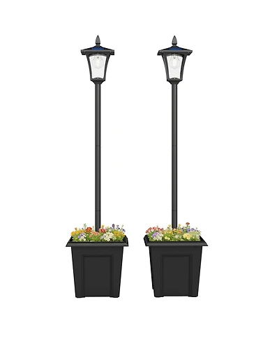 Outsunny 63" Solar Lamp Post Lights 2 Pack, Solar Light Posts,
