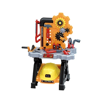 Bruce & Shark 48-Piece Kids Tool Set with Workbench & Helmet – Engineer Pretend Play Construction Toys