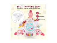 Slickblue Boys Baby Activity Center Height Adjustable Baby Bouncing Saucer with Interactive Toys-Blue