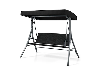 Slickblue Outdoor Canopy Swing Chair for 3 with Rattan Back