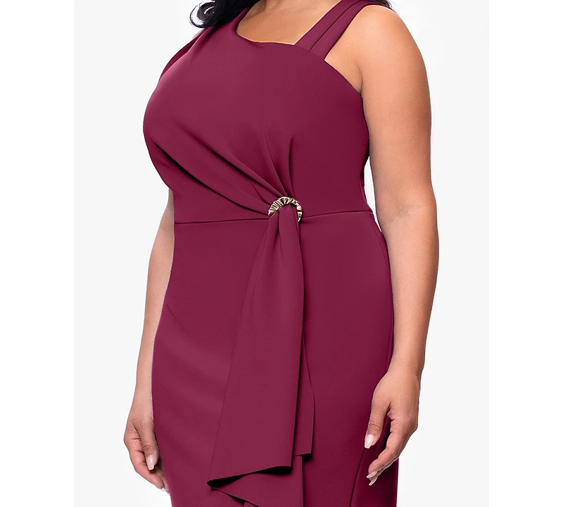 Betsy & Adam Plus Asymmetrical Sleeveless Ball Gown