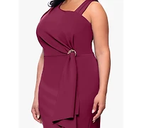 Betsy & Adam Plus Asymmetrical Sleeveless Ball Gown