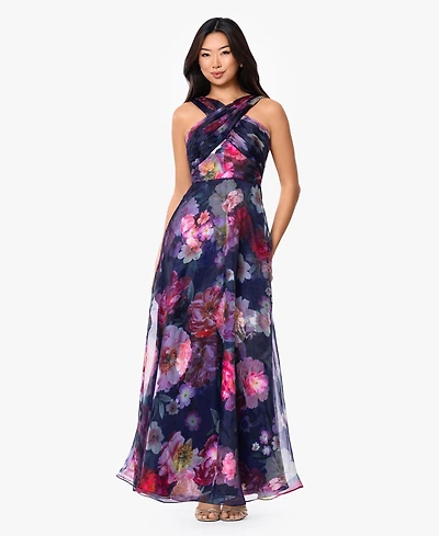 Betsy & Adam Petite Sleeveless Halter Neck Ball Gown