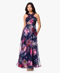 Betsy & Adam Petite Sleeveless Halter Neck Ball Gown