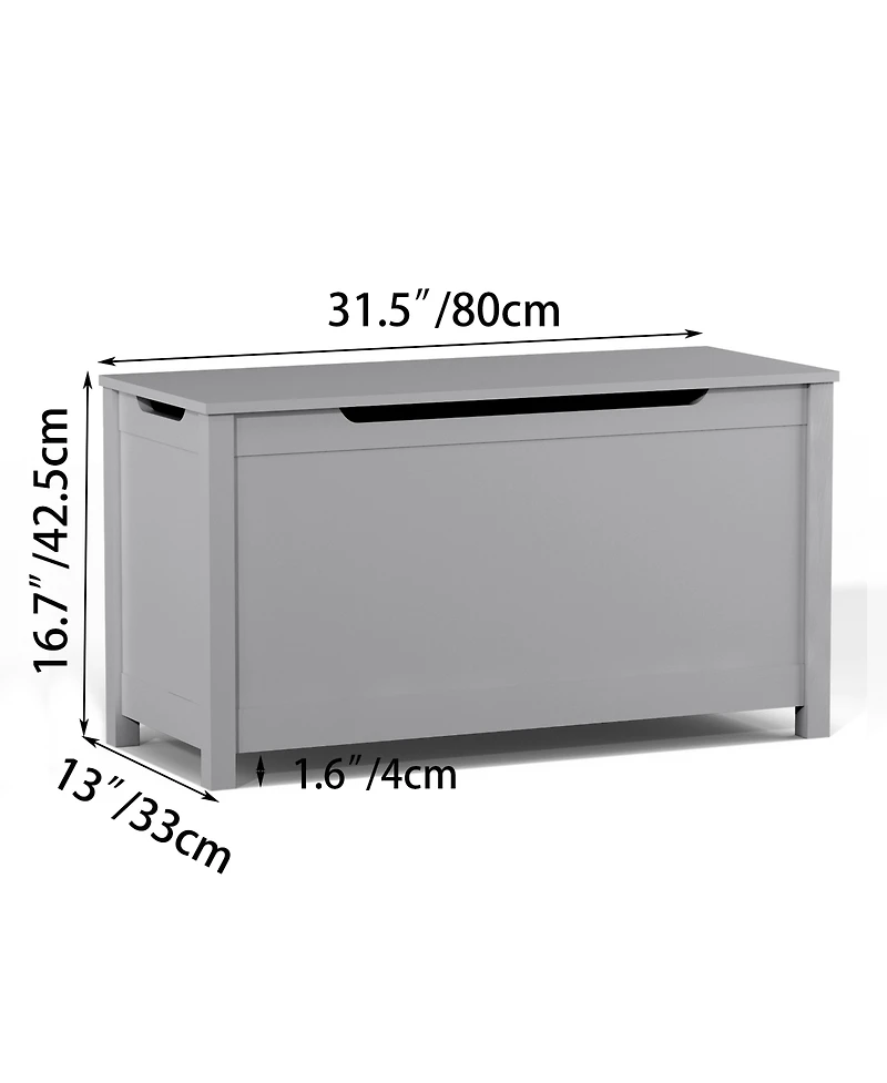 Rainsken Kids Toy Chest, Wooden Toy Box Storage Organizer, Bench with Safety Hinged Lid for Playroom, Nursery