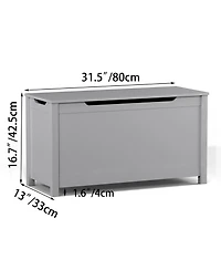 Rainsken Kids Toy Chest, Wooden Toy Box Storage Organizer, Bench with Safety Hinged Lid for Playroom, Nursery