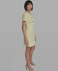 Karl Lagerfeld Paris Women's Tweed Crewneck Short-Sleeve Sheath Dress