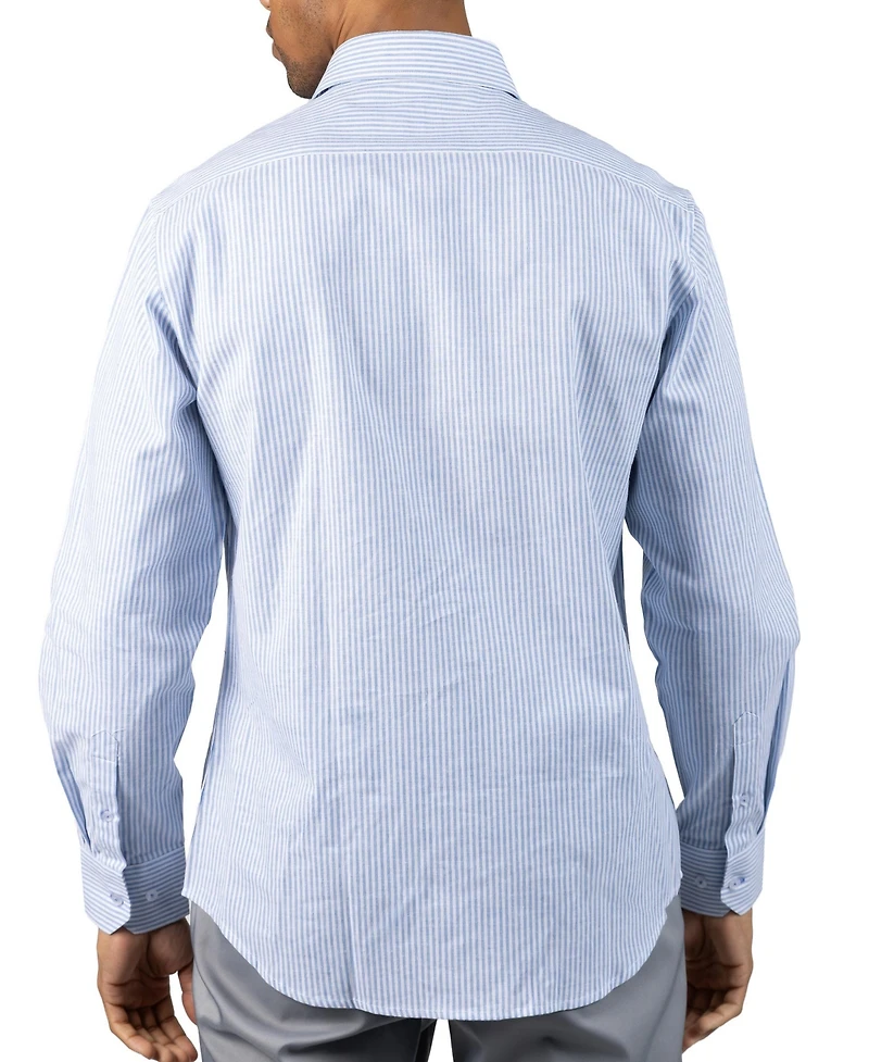 Tailorbyrd Men's Yarn Dyed Linen Stripe Long Sleeve Shirt