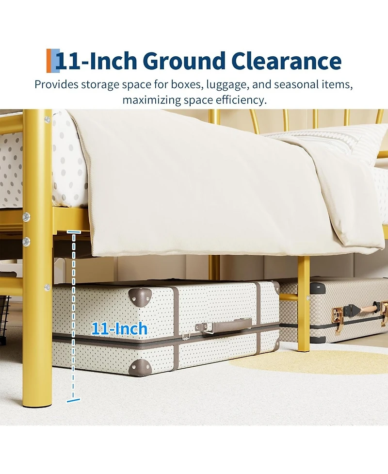 gaomon Bed Frame for Kids, Twin Size Bed with Headboard and Footboard, Heart Shaped Platform Bed Frame, Heavy Metal Slat Support, Noiseless