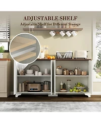 gaomon 61 Inch Modern Fluted Wood Buffet Cabinet with 4 Doors - Adjustable Shelf Storage Sideboard for Kitchen, Dining Room