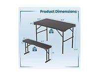 Slickblue Outdoor Folding Table and Bench Set with Hdpe Top and Metal Frame