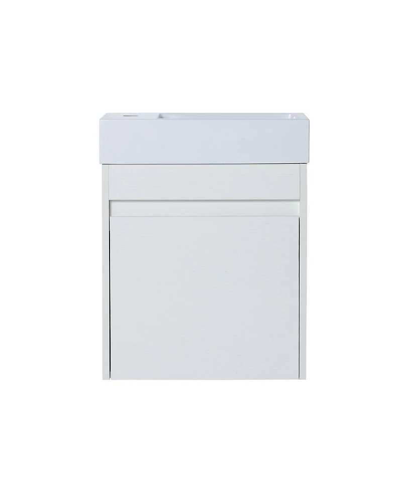 Sillysis 18" Wall Mounted Bathroom Vanity with Resin Sink, Soft Close Door & Ample Storage for Small Spaces