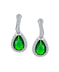 Bling Jewelry Classic 7CT Halo Cz Cubic Zirconia Drop Teardrop Clip On Earrings Adjustable Screw