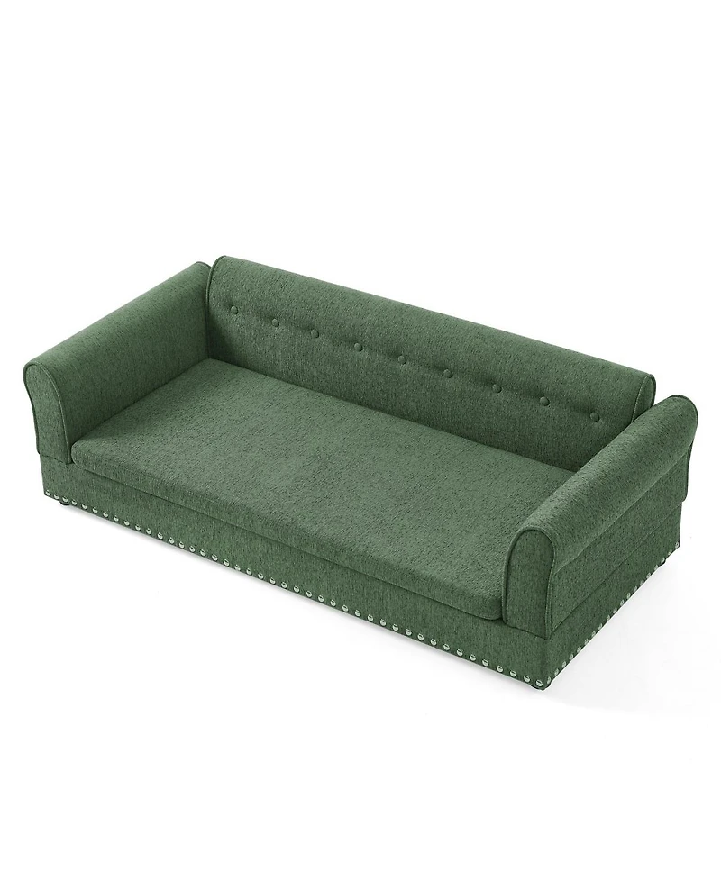 6thdruple Modern Linen Dog Sofa Bed, Oversized Pet Furniture with Backrest