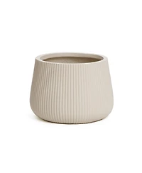 LuxenHome Off Ribbed 15.55-Inch Round Planter