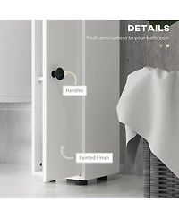 Rainsken Tall Slim Bathroom Storage Cabinet, 71" Freestanding Corner Cabinet with Four Open Shelves, Two 2-Tier Cabinets and 1 Drawer for Small S