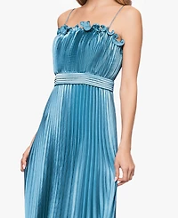 Betsy & Adam Women's Spaghetti Strap Pleated Ball Gown