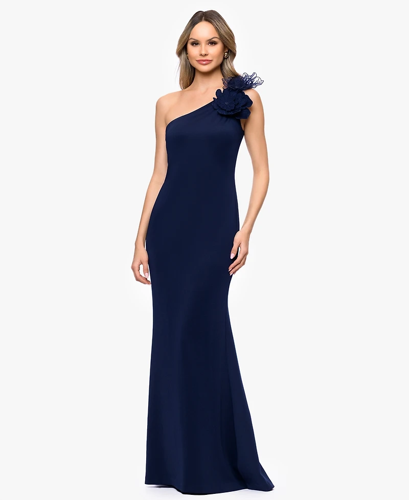 Betsy & Adam Women's One-Shoulder Ball Gown
