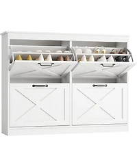 gaomon Hidden Shoe Storage Cabinet with 4 Flip Drawers & Adjustable Shelves, Modern Freestanding Shoe Rack Organizer for Entryway, Bedroom