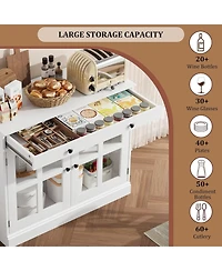 gaomon 35 Point 4 Inch Sideboard Buffet Cabinet with Glass Door Drawer Modern Storage for Dining Room Kitchen