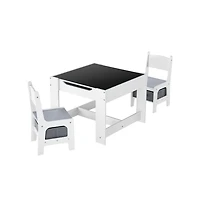 Slickblue Wooden Kids Table and 2 Chairs Set with Storage Space