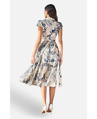 Yumi Women's Abstract Floral Midi Shirt Dress