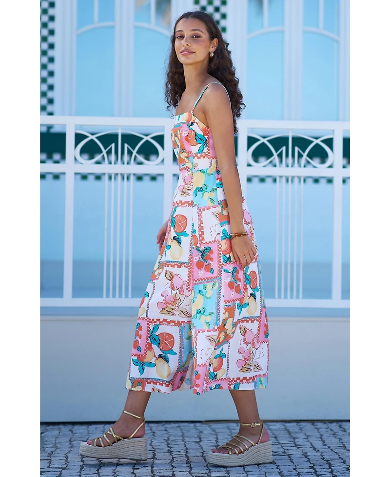 Yumi Women's Printed Midi Sun Dress