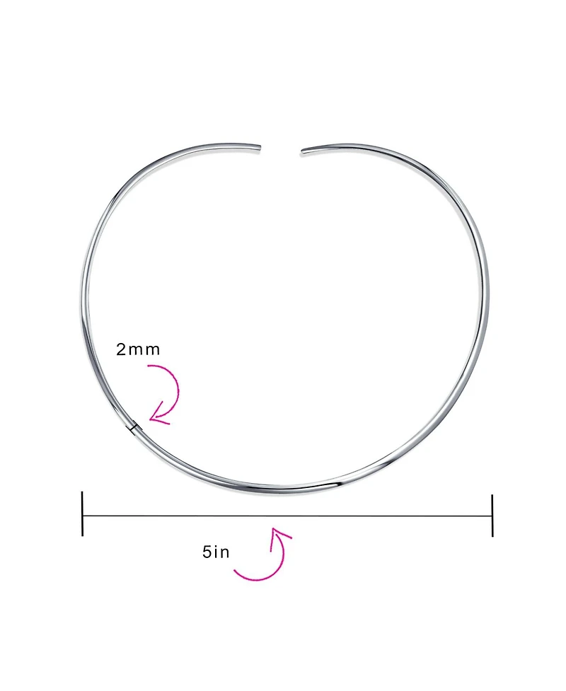 Bling Jewelry Simple Charm Slider Contoured Choker Collar Statement Necklace .925 Silver Sterling 2MM