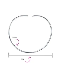 Bling Jewelry Simple Charm Slider Contoured Choker Collar Statement Necklace .925 Silver Sterling 2MM