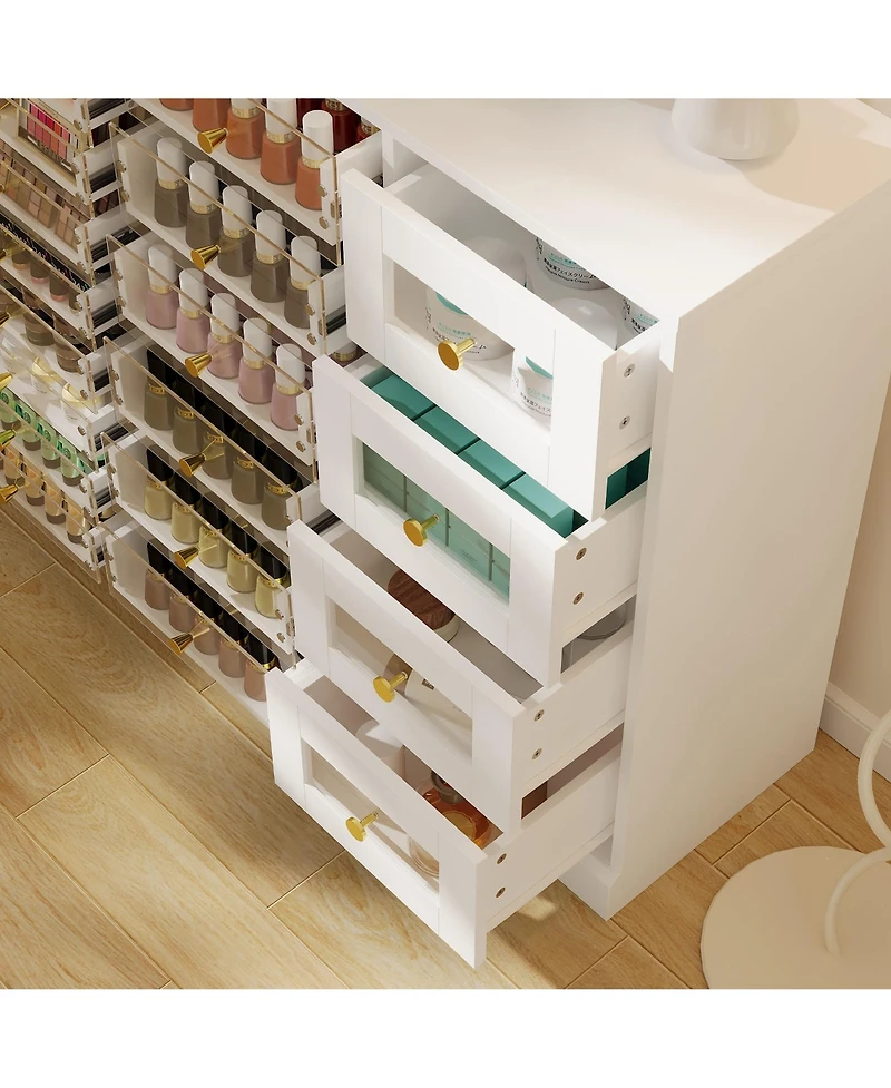 Homsee 19 Drawers Dressers, Nail Table, Makeup Table, Cosmetics Counter