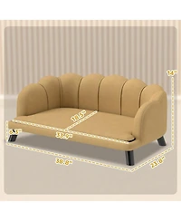 6thdruple Coffee Velvet Pet Sofa with Pearl Backrest, Stylish Large Dog Couch, Removable Cushion for Medium Large Dogs