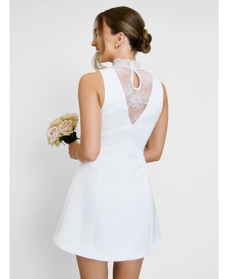 Six Stories Women's Lace High Neck A-line Mini Dress