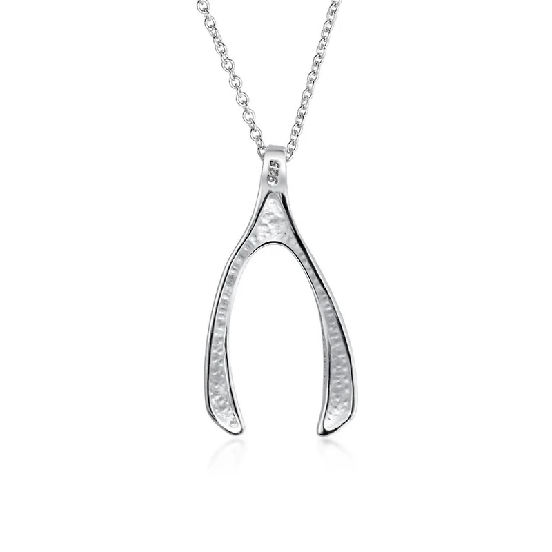 Bling Jewelry Graduation Charm Good Luck Wishbone Pendant Necklace .925 Sterling Silver