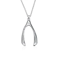Bling Jewelry Graduation Charm Good Luck Wishbone Pendant Necklace .925 Sterling Silver