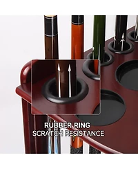 Gse Games & Sports Expert Wood 10 Corner Style Pool Cue Rack with Score Counter, Metal Hook, and Drink Holders