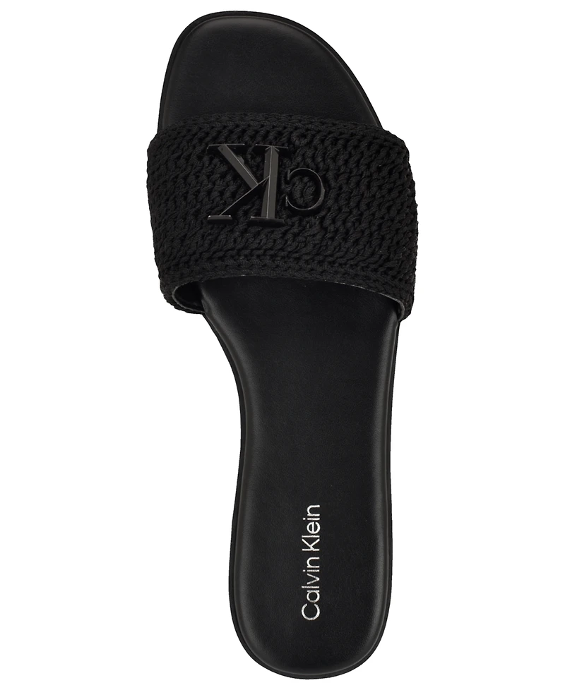 Calvin Klein Women's Kamine Woven Logo Flat Slip-On Sandals