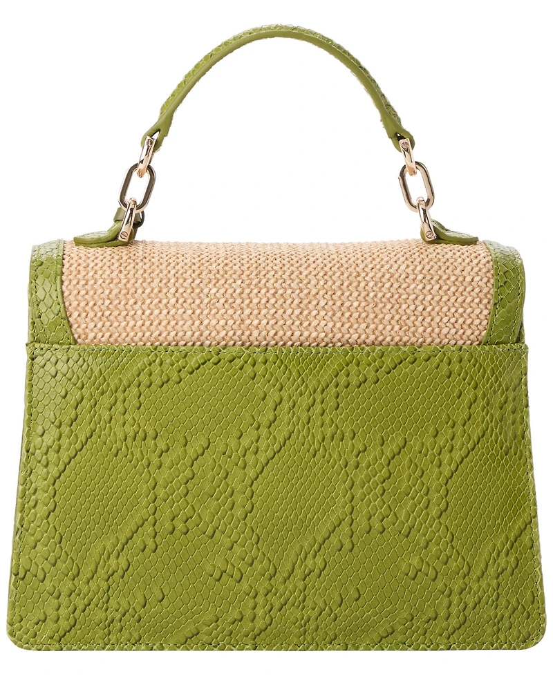 Brahmin Leather Small Hallie Floral Satchel Bag